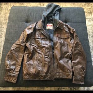 Levi’s Men’s Motorcycle Brown Jacket (Hooded)